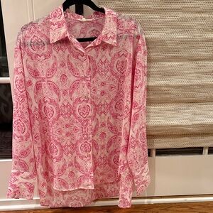 NWOT pink and white blouse